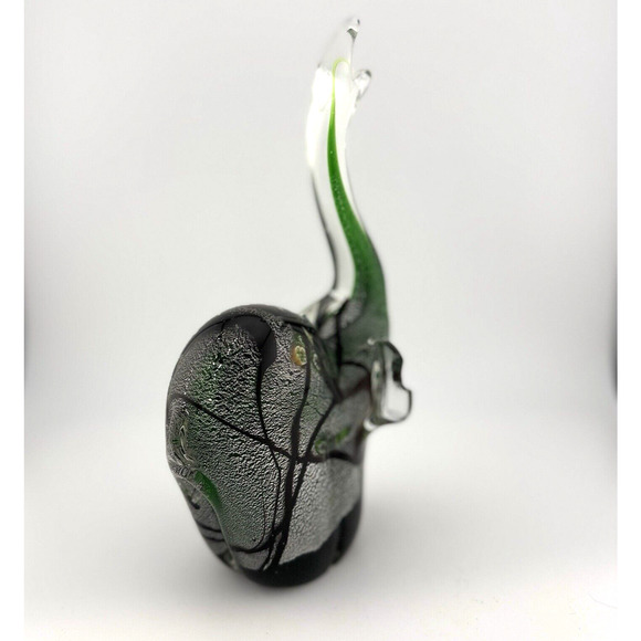 Millefiori Elephant Blown Glass Millefiori Trunk Up Paperweight 8" CHIPPED EAR - Picture 8 of 15